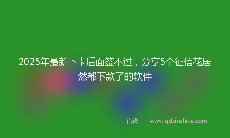2025年最新下卡后面签不过，分享5个征信花居然都下款了的软件