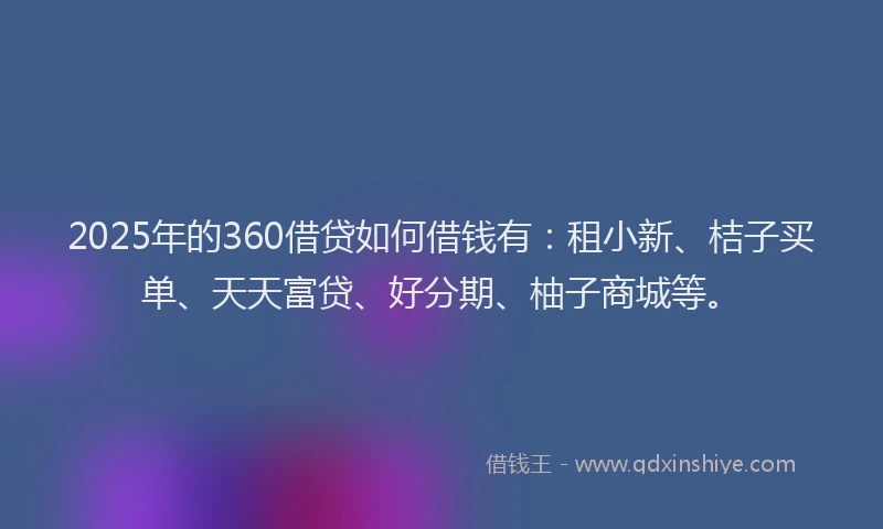 2025年的360借贷如何借钱有：租小新、桔子买单、天天富贷、好分期、柚子商城等。