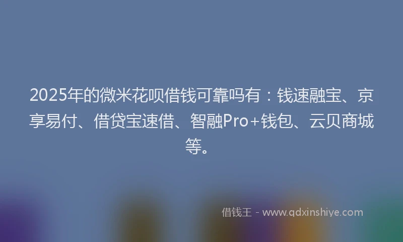 2025年的微米花呗借钱可靠吗有：钱速融宝、京享易付、借贷宝速借、智融Pro+钱包、云贝商城等。