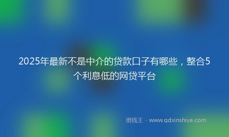 2025年最新不是中介的贷款口子有哪些，整合5个利息低的网贷平台