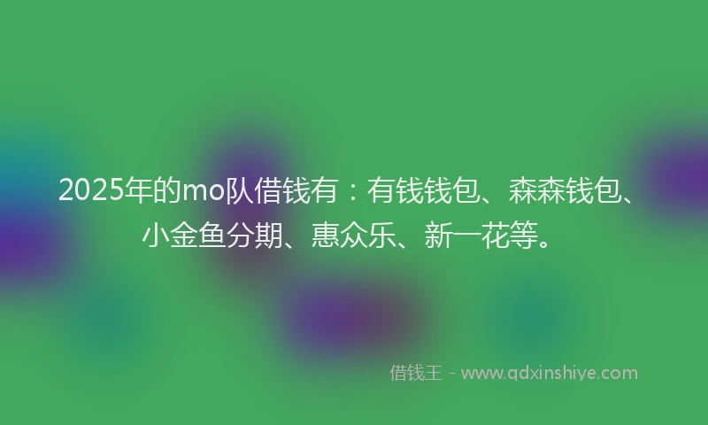 2025年的mo队借钱有：有钱钱包、森森钱包、小金鱼分期、惠众乐、新一花等。