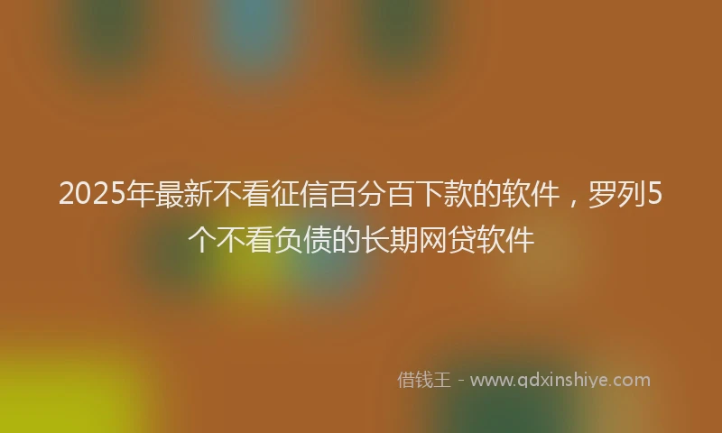 2025年最新不看征信百分百下款的软件，罗列5个不看负债的长期网贷软件