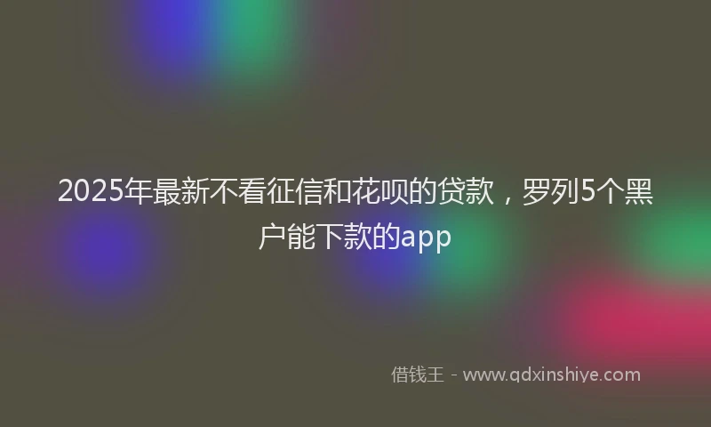 2025年最新不看征信和花呗的贷款，罗列5个黑户能下款的app