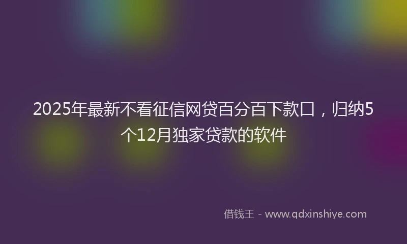 2025年最新不看征信网贷百分百下款口，归纳5个12月独家贷款的软件