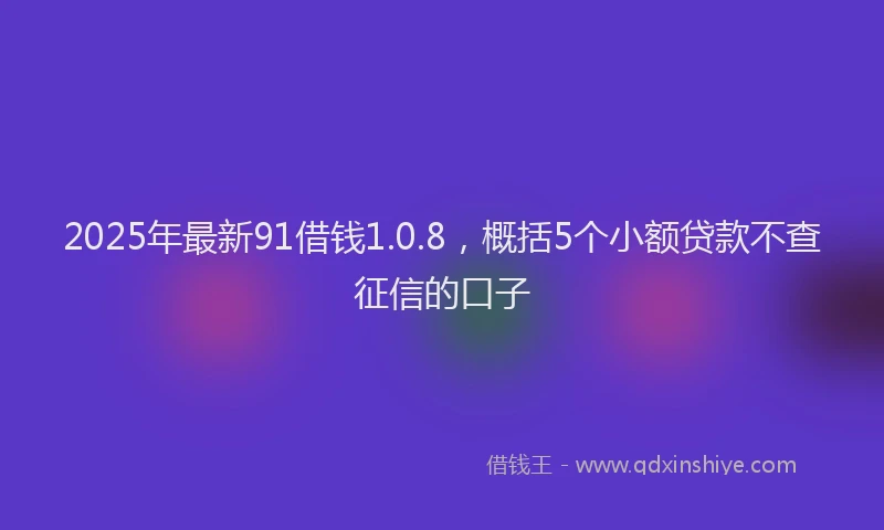 2025年最新91借钱1.0.8，概括5个小额贷款不查征信的口子