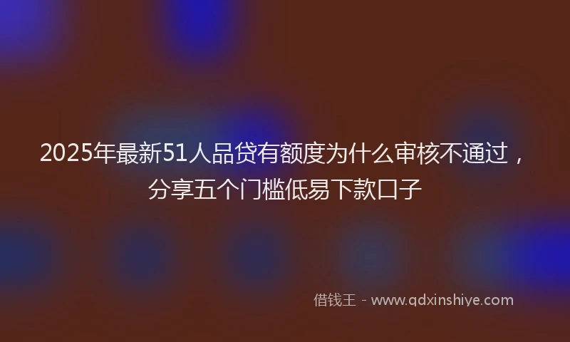 2025年最新51人品贷有额度为什么审核不通过，分享五个门槛低易下款口子