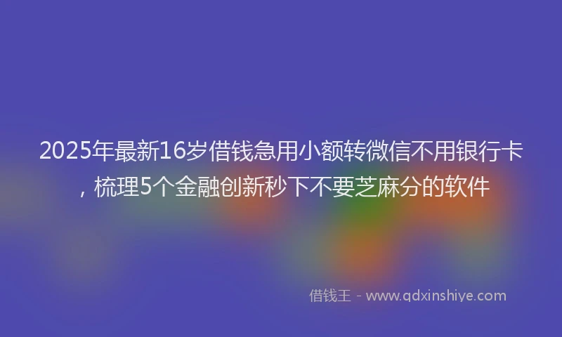 2025年最新16岁借钱急用小额转微信不用银行卡，梳理5个金融创新秒下不要芝麻分的软件