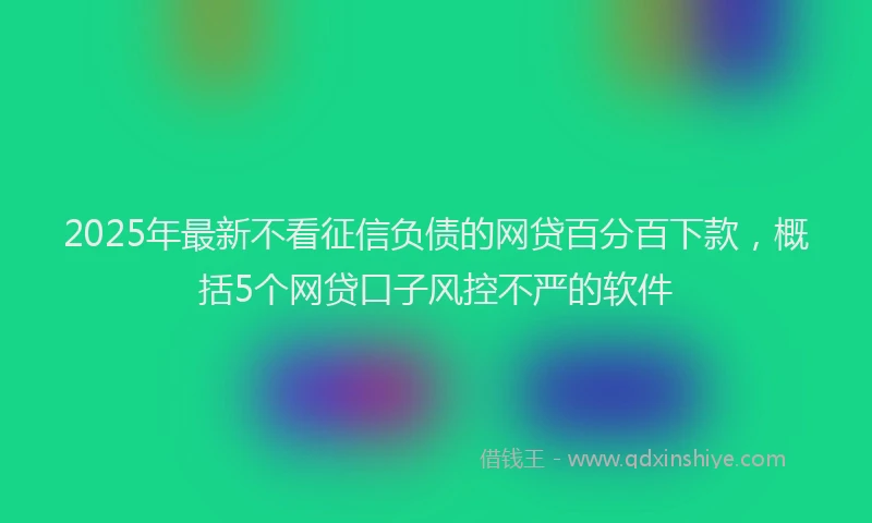 2025年最新不看征信负债的网贷百分百下款，概括5个网贷口子风控不严的软件