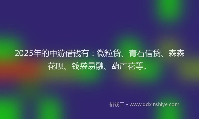 2025年的中游借钱有：微粒贷、青石信贷、森森花呗、钱袋易融、葫芦花等。