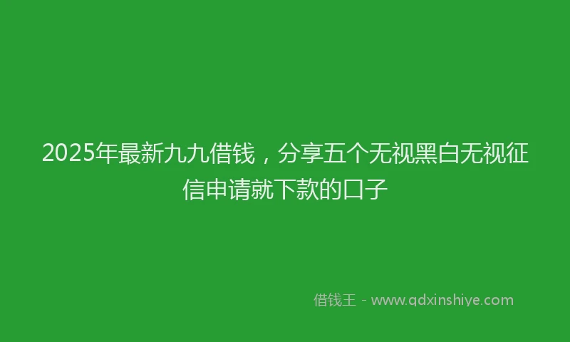 2025年最新九九借钱，分享五个无视黑白无视征信申请就下款的口子
