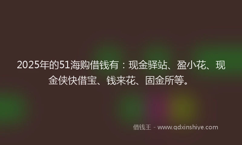 2025年的51海购借钱有：现金驿站、盈小花、现金侠快借宝、钱来花、固金所等。