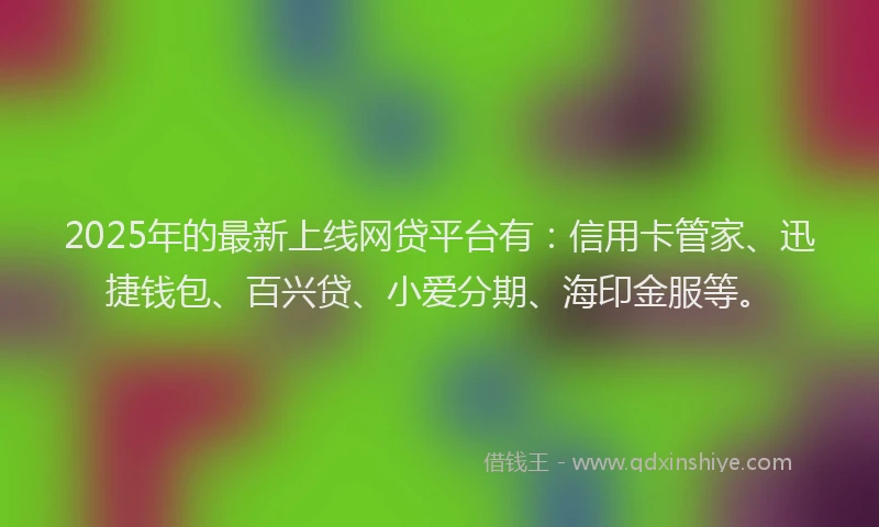 2025年的最新上线网贷平台有：信用卡管家、迅捷钱包、百兴贷、小爱分期、海印金服等。