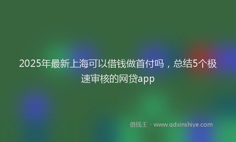 2025年最新上海可以借钱做首付吗，总结5个极速审核的网贷app