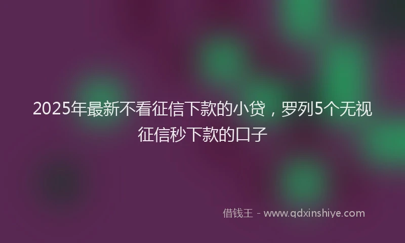 2025年最新不看征信下款的小贷，罗列5个无视征信秒下款的口子