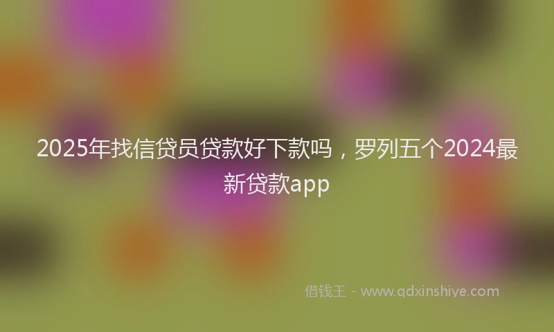 2025年找信贷员贷款好下款吗，罗列五个2024最新贷款app