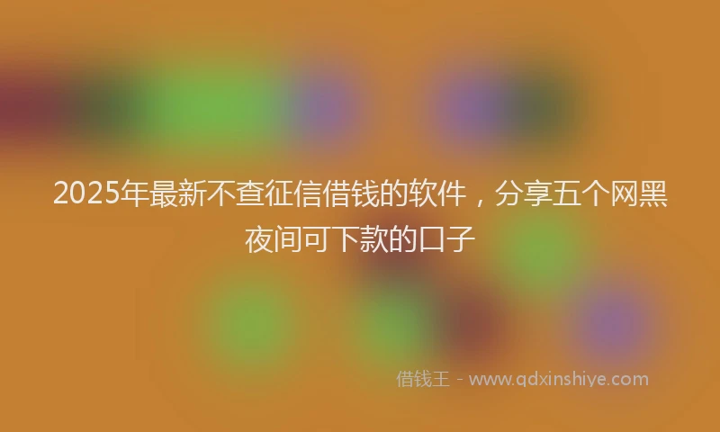 2025年最新不查征信借钱的软件，分享五个网黑夜间可下款的口子