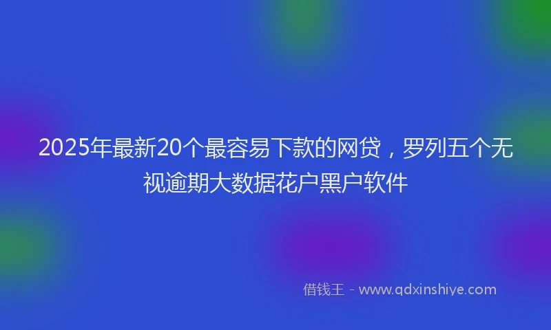 2025年最新20个最容易下款的网贷，罗列五个无视逾期大数据花户黑户软件