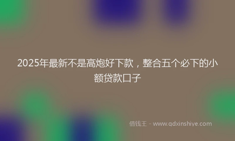 2025年最新不是高炮好下款，整合五个必下的小额贷款口子