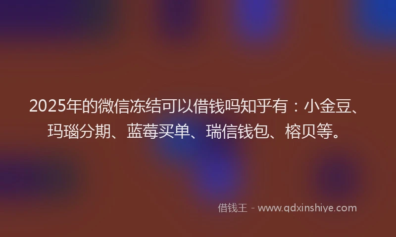 2025年的微信冻结可以借钱吗知乎有：小金豆、玛瑙分期、蓝莓买单、瑞信钱包、榕贝等。