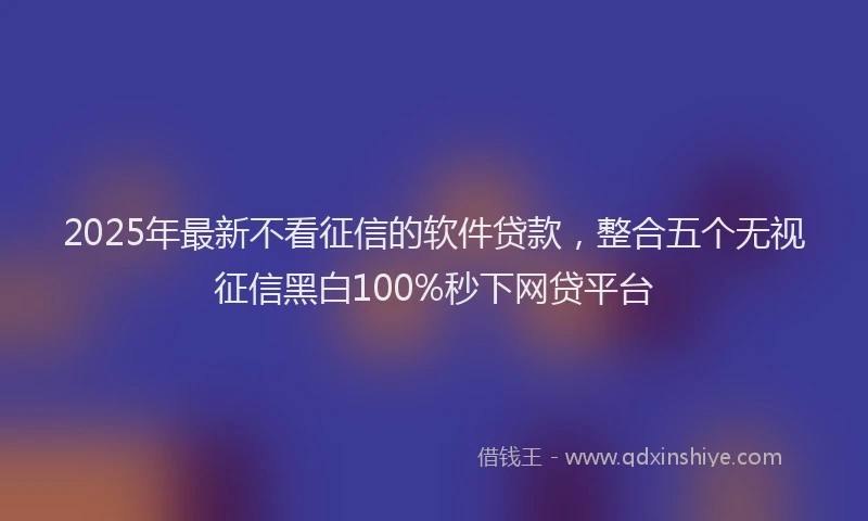 2025年最新不看征信的软件贷款，整合五个无视征信黑白100%秒下网贷平台