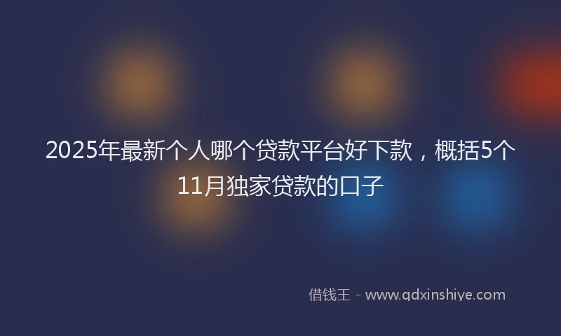 2025年最新个人哪个贷款平台好下款，概括5个11月独家贷款的口子