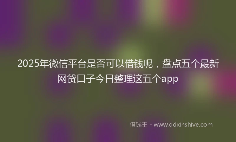 2025年微信平台是否可以借钱呢，盘点五个最新网贷口子今日整理这五个app