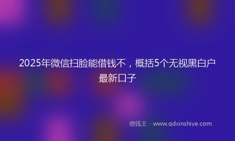 2025年微信扫脸能借钱不，概括5个无视黑白户最新口子