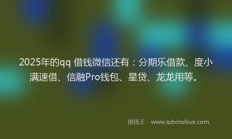 2025年的qq 借钱微信还有：分期乐借款、度小满速借、信融Pro钱包、星贷、龙龙用等。