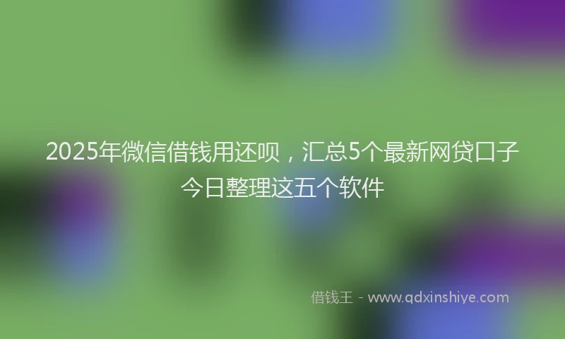 2025年微信借钱用还呗，汇总5个最新网贷口子今日整理这五个软件