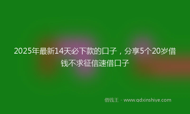 2025年最新14天必下款的口子，分享5个20岁借钱不求征信速借口子