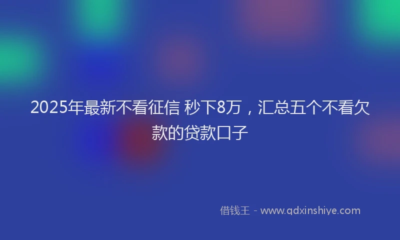 2025年最新不看征信 秒下8万，汇总五个不看欠款的贷款口子