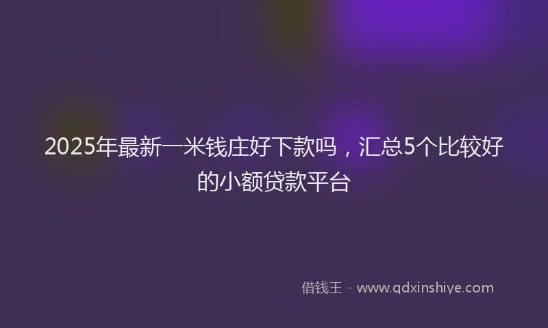 2025年最新一米钱庄好下款吗，汇总5个比较好的小额贷款平台