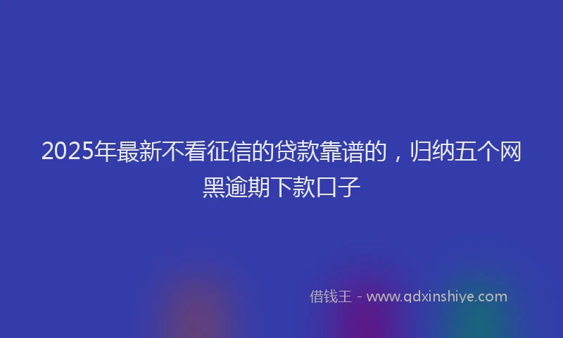2025年最新不看征信的贷款靠谱的，归纳五个网黑逾期下款口子