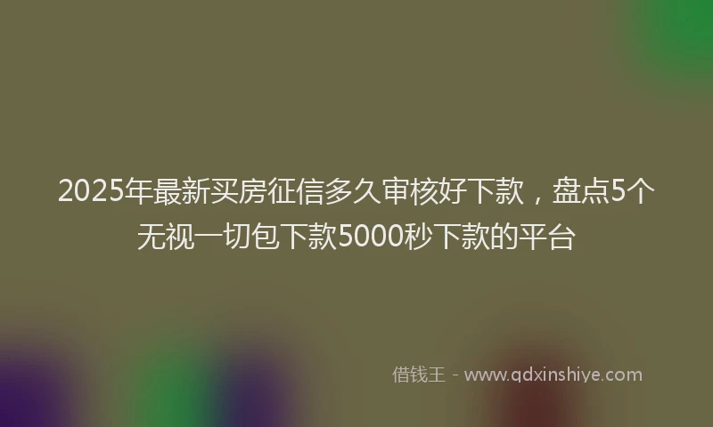 2025年最新买房征信多久审核好下款，盘点5个无视一切包下款5000秒下款的平台