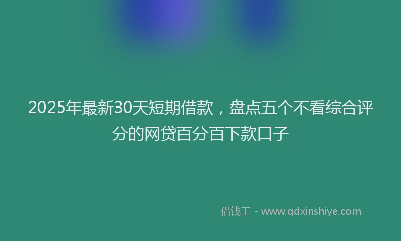 2025年最新30天短期借款，盘点五个不看综合评分的网贷百分百下款口子