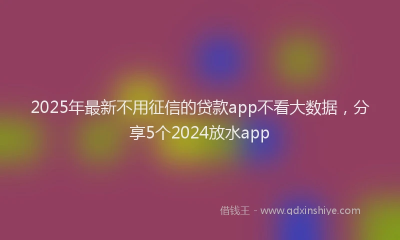 2025年最新不用征信的贷款app不看大数据，分享5个2024放水app