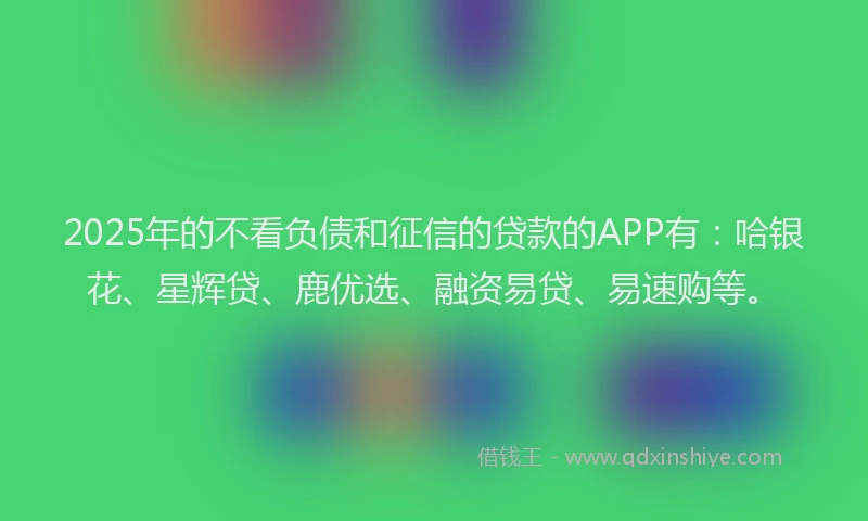 2025年的不看负债和征信的贷款的APP有：哈银花、星辉贷、鹿优选、融资易贷、易速购等。