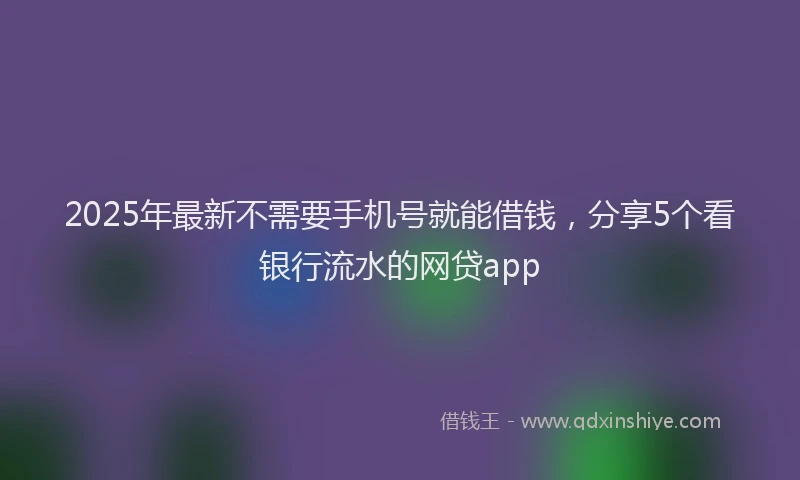2025年最新不需要手机号就能借钱，分享5个看银行流水的网贷app