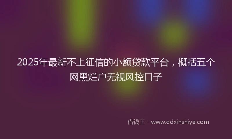 2025年最新不上征信的小额贷款平台，概括五个网黑烂户无视风控口子