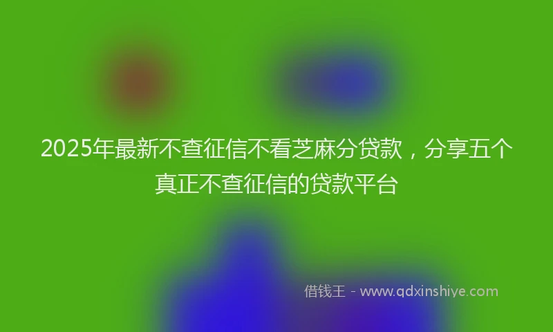 2025年最新不查征信不看芝麻分贷款，分享五个真正不查征信的贷款平台