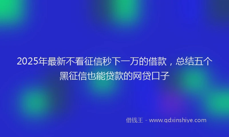2025年最新不看征信秒下一万的借款，总结五个黑征信也能贷款的网贷口子