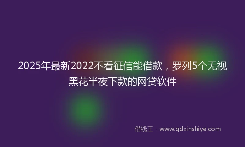 2025年最新2022不看征信能借款，罗列5个无视黑花半夜下款的网贷软件