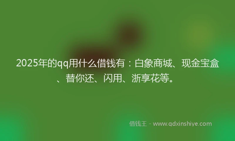 2025年的qq用什么借钱有：白象商城、现金宝盒、替你还、闪用、浙享花等。