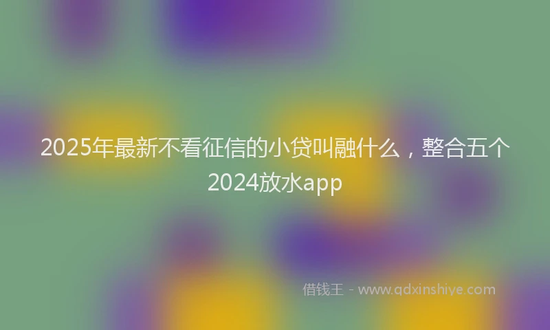 2025年最新不看征信的小贷叫融什么，整合五个2024放水app