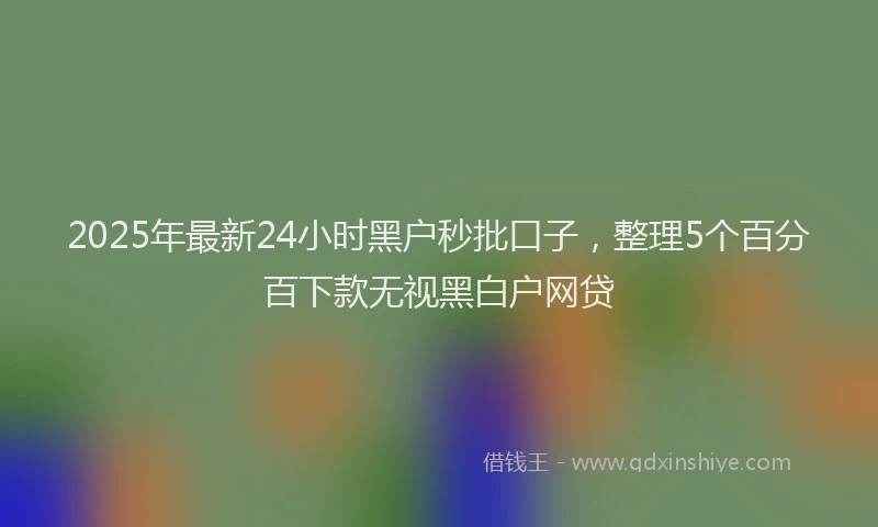 2025年最新24小时黑户秒批口子，整理5个百分百下款无视黑白户网贷