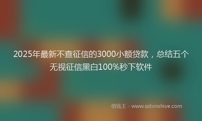 2025年最新不查征信的3000小额贷款，总结五个无视征信黑白100%秒下软件