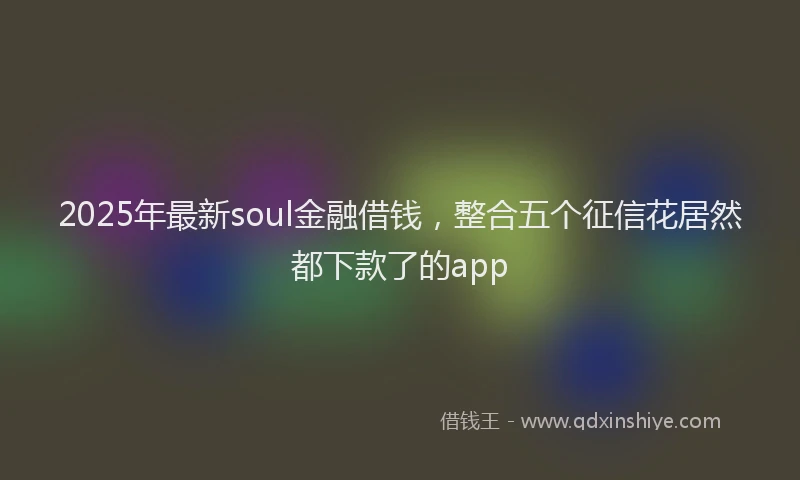 2025年最新soul金融借钱，整合五个征信花居然都下款了的app