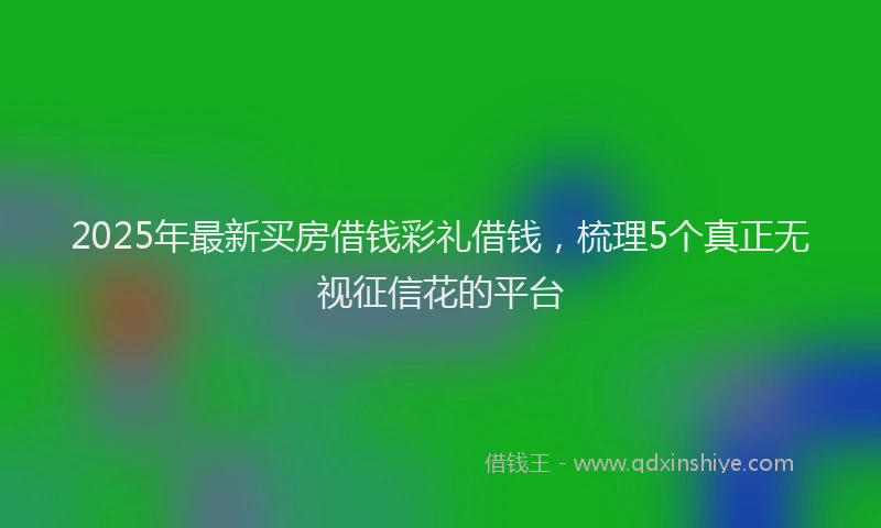 2025年最新买房借钱彩礼借钱，梳理5个真正无视征信花的平台
