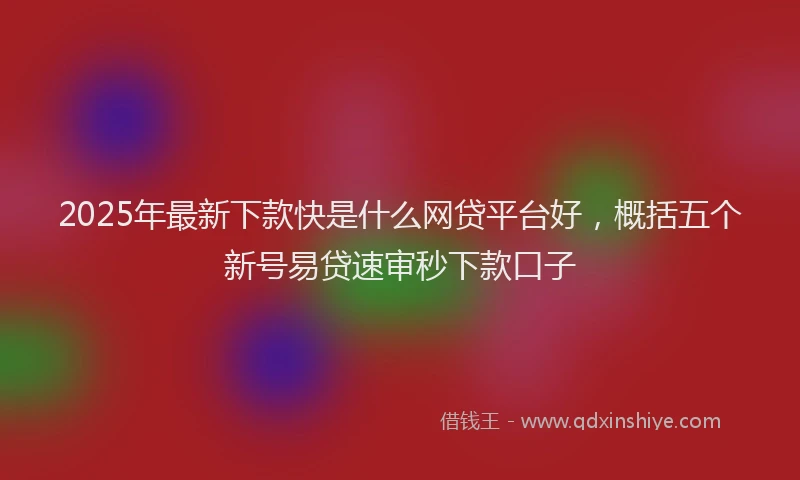 2025年最新下款快是什么网贷平台好，概括五个新号易贷速审秒下款口子