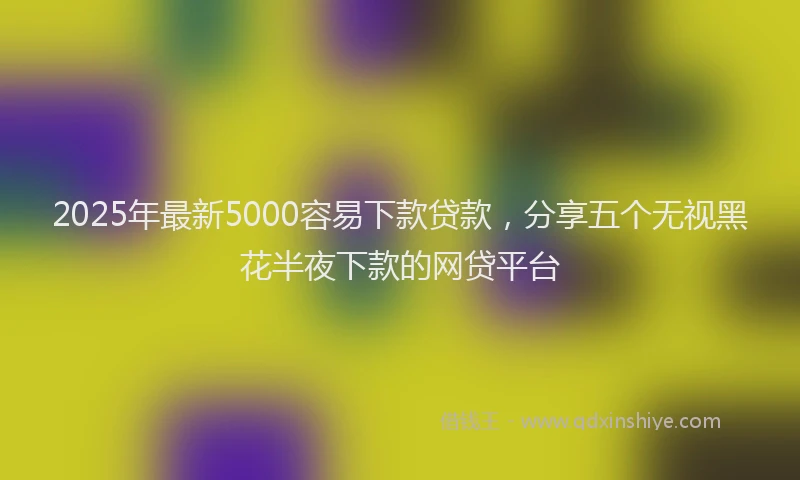 2025年最新5000容易下款贷款，分享五个无视黑花半夜下款的网贷平台